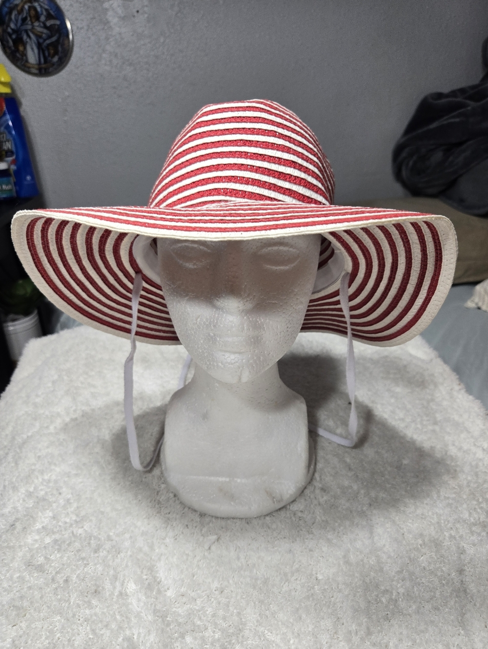 Marylin Monroe Striped Floppy Hat Red And White